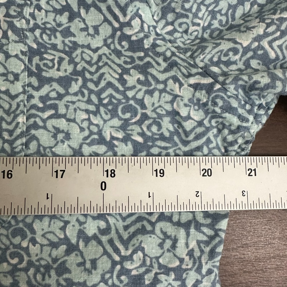 Faherty Brand Breeze Hemp Shirt Teal Waters Hilo Short Sleeve Button Down Mens M - Picture 9 of 12